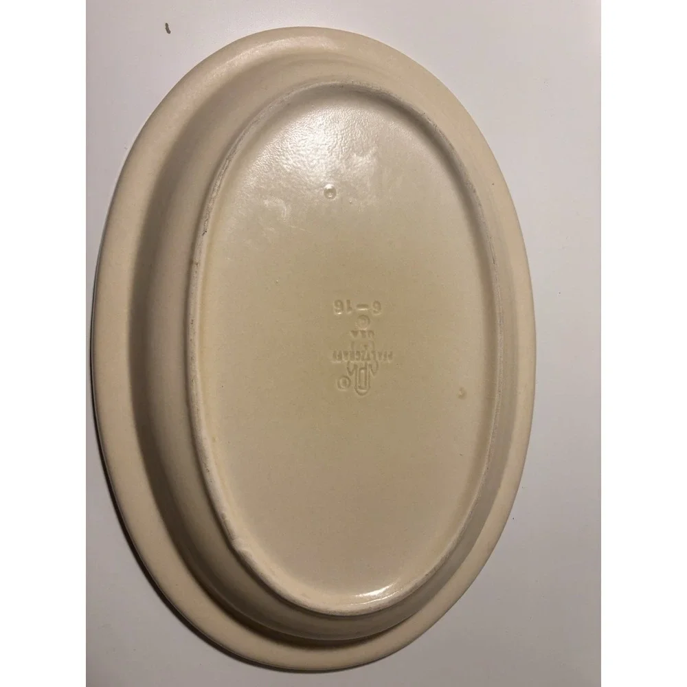 Pfaltzgraff Village Oval Stoneware Platter Floral Vintage 6-16 Beige Brown